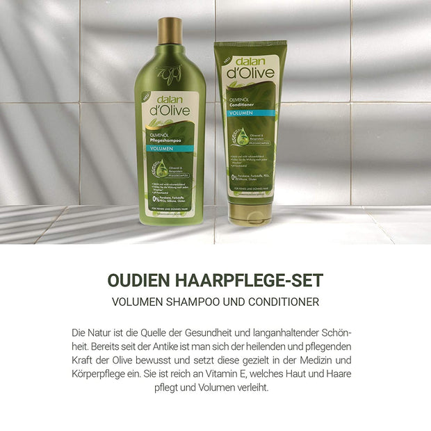 Dalan d'Olive Volumen Shampoo und Conditioner von vorne